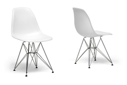 Baxton Studio White Plastic Side Chair Set of 2
